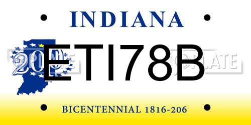 ETI78B Indiana License Plate