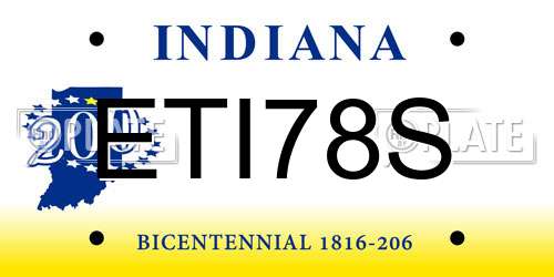 ETI78S Indiana License Plate