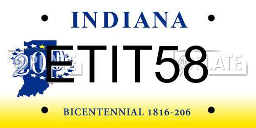 ETIT58 Indiana License Plate
