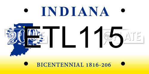 ETL115 Indiana License Plate