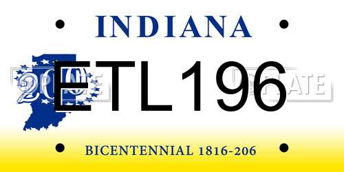 ETL196 Indiana License Plate