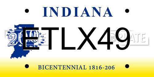 ETLX49 Indiana License Plate
