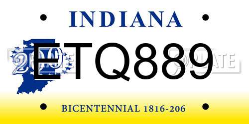 ETQ889 Indiana License Plate