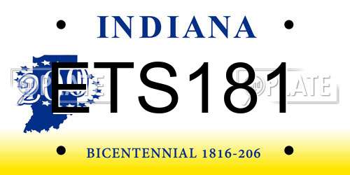 ETS181 Indiana License Plate