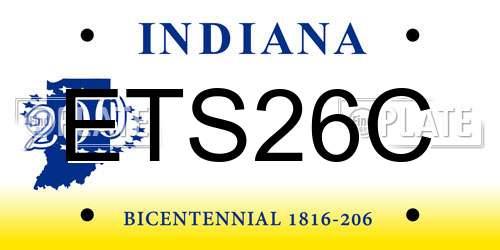 ETS26C Indiana License Plate