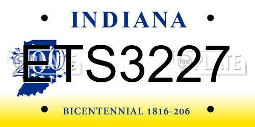 ETS3227 Indiana License Plate