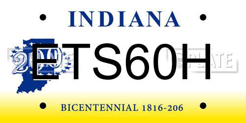 ETS60H Indiana License Plate