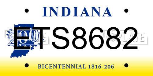 ETS8682 Indiana License Plate