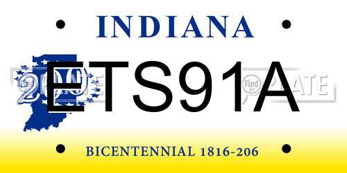 ETS91A Indiana License Plate