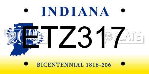 ETZ317 Indiana License Plate