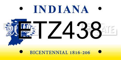 ETZ438 Indiana License Plate