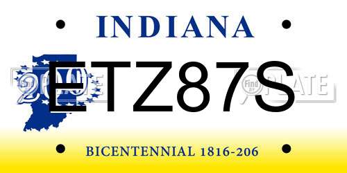 ETZ87S Indiana License Plate