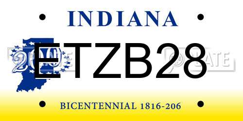 ETZB28 Indiana License Plate