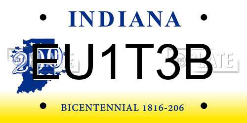 EU1T3B Indiana License Plate