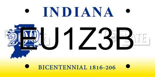 EU1Z3B Indiana License Plate