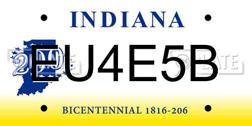 EU4E5B Indiana License Plate