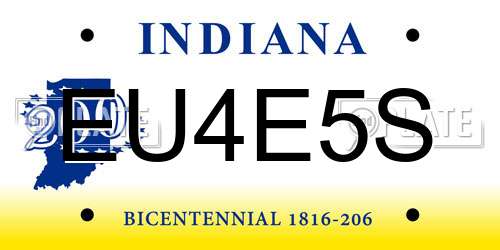 EU4E5S Indiana License Plate