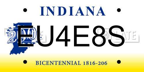 EU4E8S Indiana License Plate