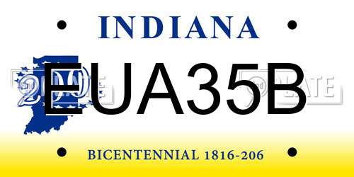 EUA35B Indiana License Plate