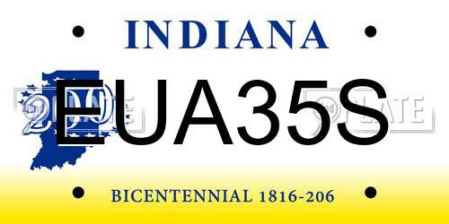 EUA35S Indiana License Plate