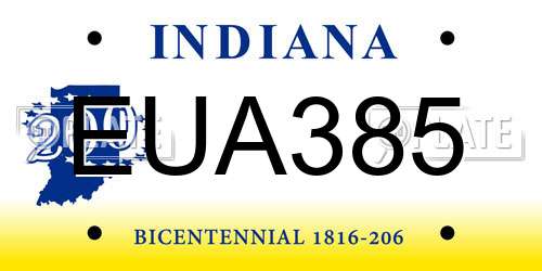 EUA385 Indiana License Plate