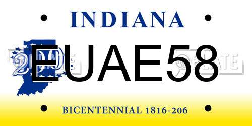 EUAE58 Indiana License Plate