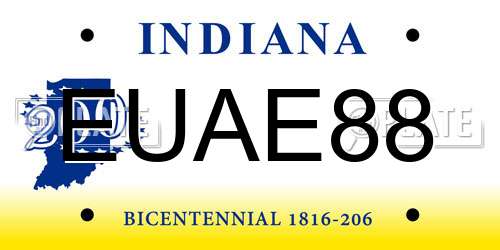 EUAE88 Indiana License Plate