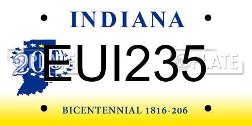 EUI235 Indiana License Plate