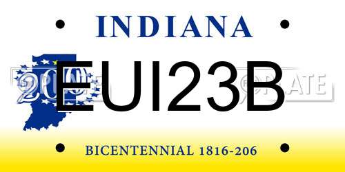 EUI23B Indiana License Plate