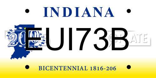 EUI73B Indiana License Plate
