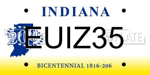 EUIZ35 Indiana License Plate