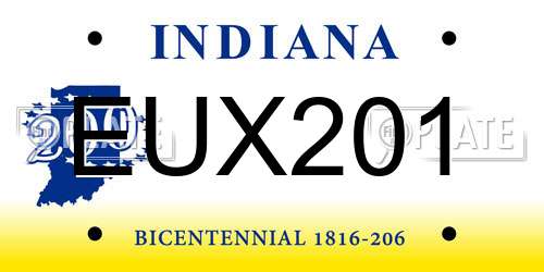 EUX201 Indiana License Plate