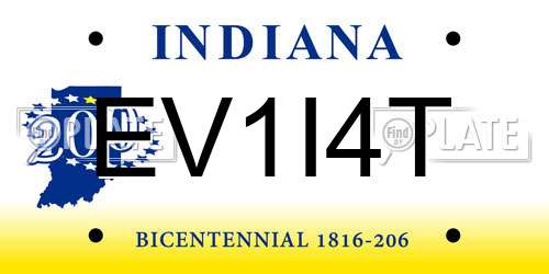 EV1I4T Indiana License Plate