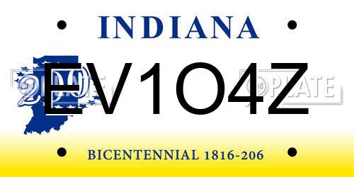 EV1O4Z Indiana License Plate