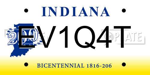 EV1Q4T Indiana License Plate