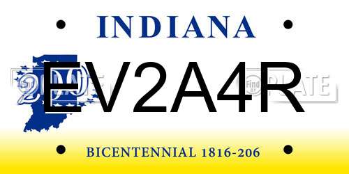 EV2A4R Indiana License Plate