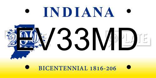 EV33MD Indiana License Plate