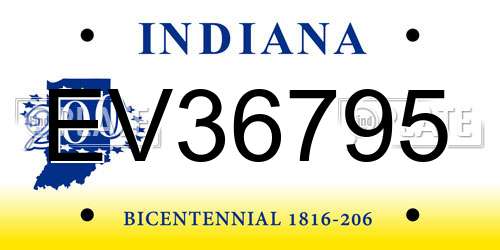 EV36795 Indiana License Plate