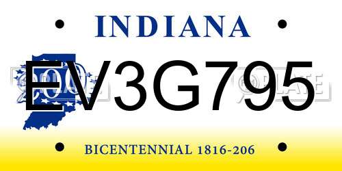 EV3G795 Indiana License Plate