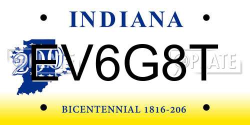EV6G8T Indiana License Plate