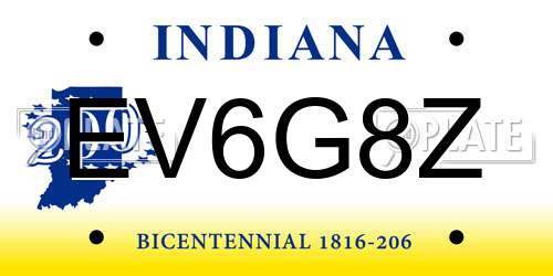 EV6G8Z Indiana License Plate