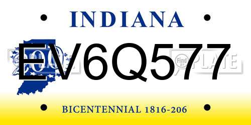 EV6Q577 Indiana License Plate
