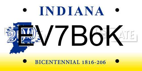EV7B6K Indiana License Plate