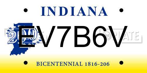 EV7B6V Indiana License Plate