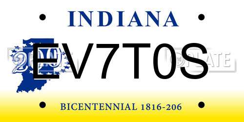 EV7T0S Indiana License Plate