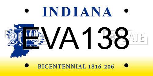 EVA138 Indiana License Plate