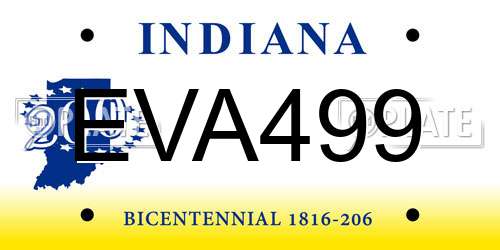 EVA499 Indiana License Plate