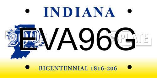 EVA96G Indiana License Plate
