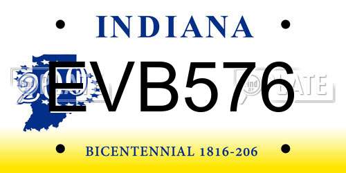 EVB576 Indiana License Plate