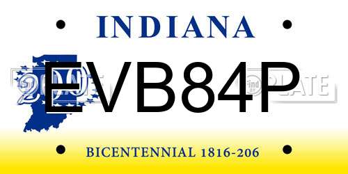 EVB84P Indiana License Plate